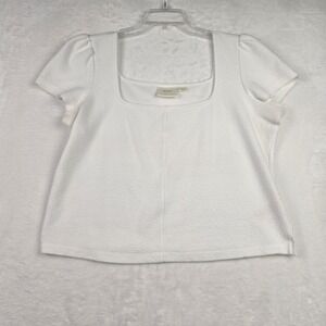 Anthropologie Maeve‎ Women's White Square Neck Cropped Blouse Size XL